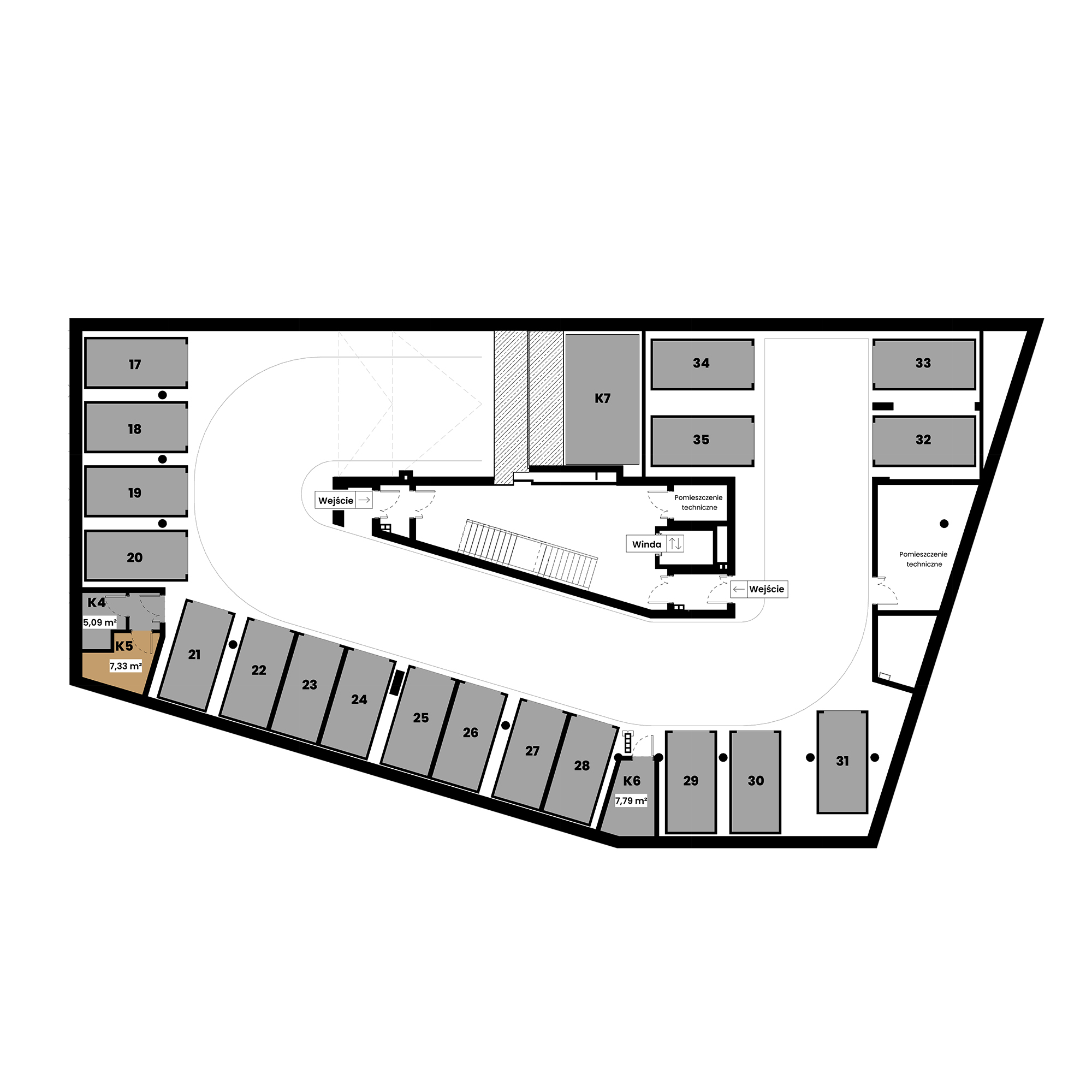 Pułaskiego 19 Poznań mieszkanie deweloperskie na -2 piętrze z 0 pokojami